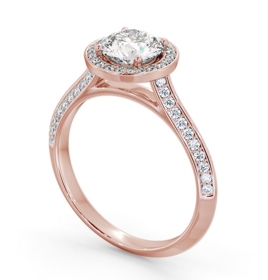 Halo Round Diamond with Knife Edge Band Engagement Ring 18K Rose Gold ENRD238_RG_THUMB1 