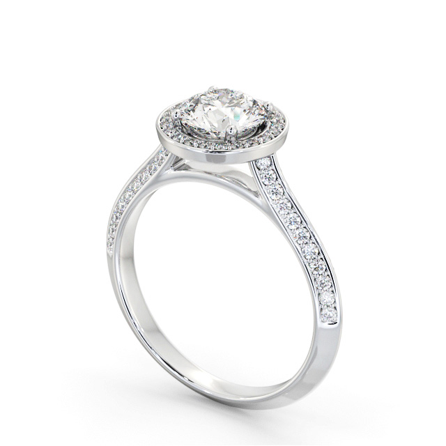 Halo Round Diamond Engagement Ring 9K White Gold - Alberbury ENRD238_WG_SIDE