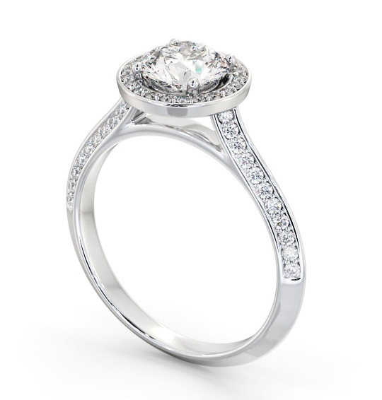 Halo Round Diamond Engagement Ring Platinum - Alberbury ENRD238_WG_THUMB1