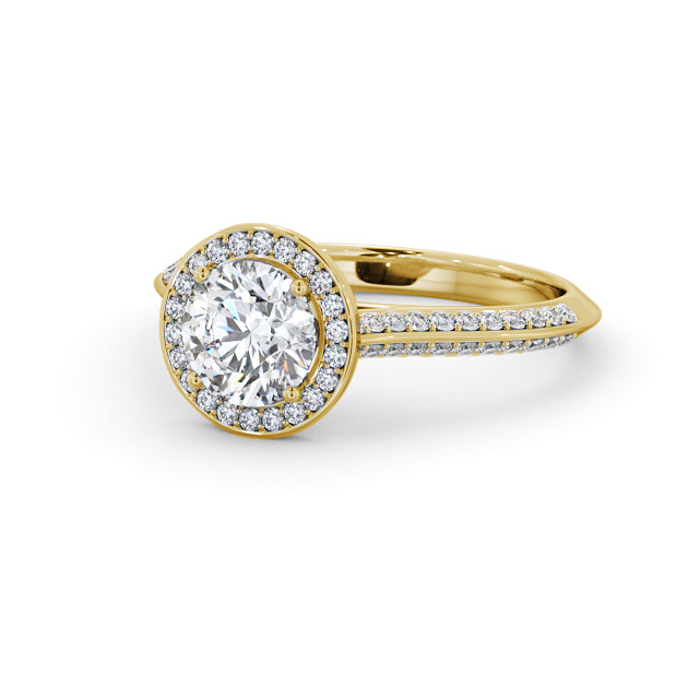 Halo Round Diamond Engagement Ring 9K Yellow Gold - Alberbury ENRD238_YG_FLAT
