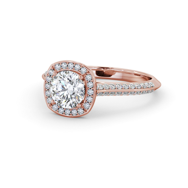 Halo Round Diamond Engagement Ring 9K Rose Gold - Catriona ENRD239_RG_FLAT