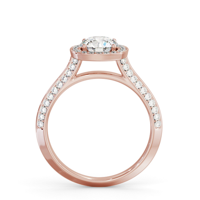 Halo Round Diamond Engagement Ring 9K Rose Gold - Catriona ENRD239_RG_UP