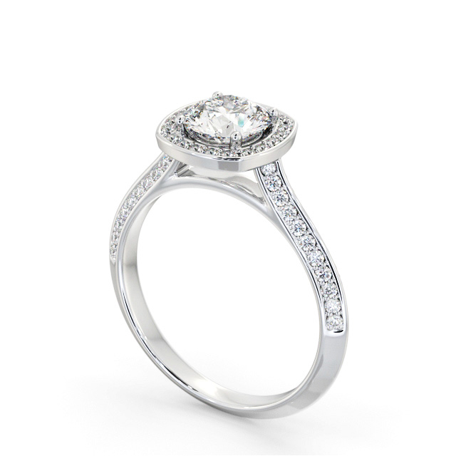 Halo Round Diamond Engagement Ring Platinum - Catriona ENRD239_WG_SIDE