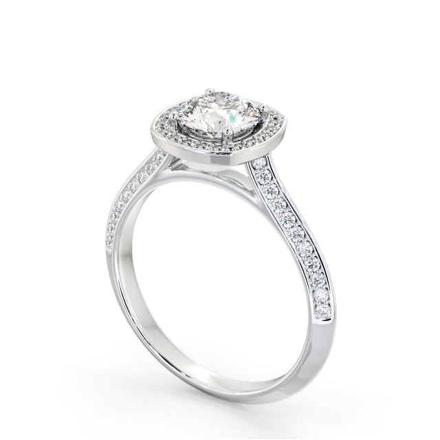 Halo Round Diamond Engagement Ring 9K White Gold - Catriona ENRD239_WG_SIDE