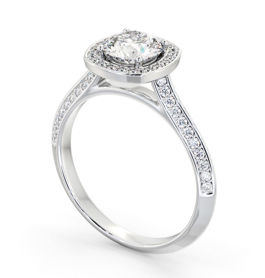 Halo Round Diamond with Knife Edge Band Engagement Ring Platinum ENRD239_WG_THUMB1 