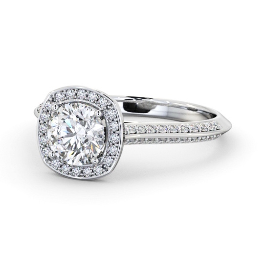  Halo Round Diamond Engagement Ring 9K White Gold - Catriona ENRD239_WG_THUMB2 