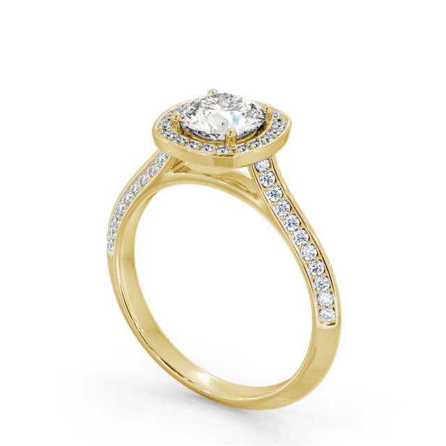 Halo Round Diamond Engagement Ring 18K Yellow Gold - Catriona ENRD239_YG_SIDE