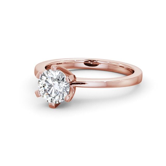 Round Diamond Engagement Ring 18K Rose Gold Solitaire - Carrington ENRD23_RG_FLAT