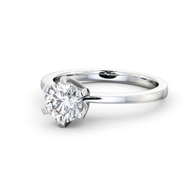 Round Diamond Engagement Ring Platinum Solitaire - Carrington ENRD23_WG_FLAT