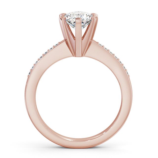 Round Diamond Engagement Ring 18K Rose Gold Solitaire With Side Stones - Chestall ENRD23S_RG_UP