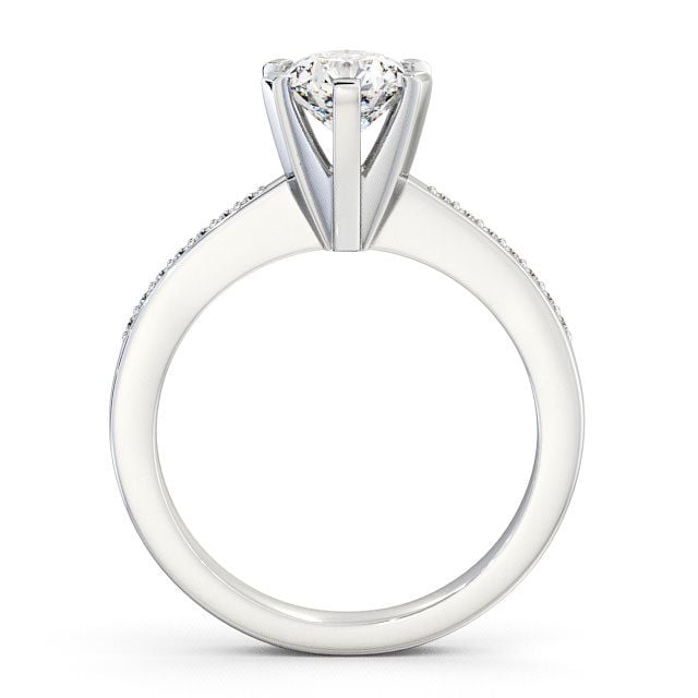Round Diamond Engagement Ring 18K White Gold Solitaire With Side Stones - Chestall ENRD23S_WG_UP