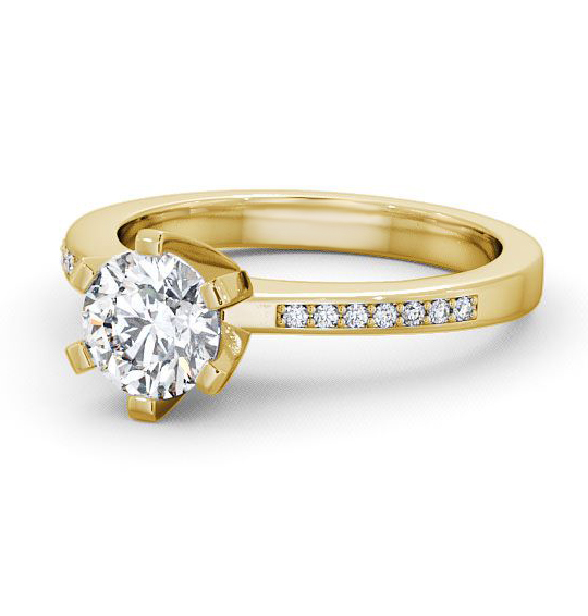 Chestall Round Diamond Engagement Ring Six Claw High Setting ENRD23S_YG_THUMB2 