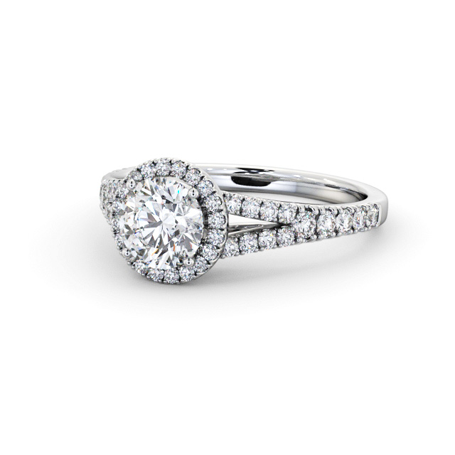 Halo Round Diamond Engagement Ring 18K White Gold - Fulton ENRD240_WG_FLAT