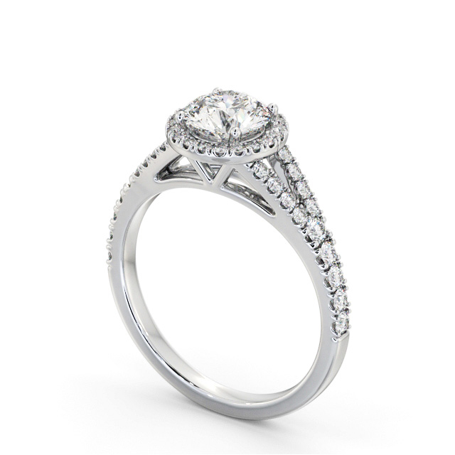 Halo Round Diamond Engagement Ring 18K White Gold - Fulton ENRD240_WG_SIDE