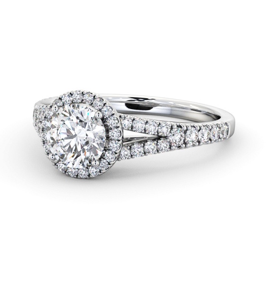  Halo Round Diamond Engagement Ring 9K White Gold - Fulton ENRD240_WG_THUMB2 