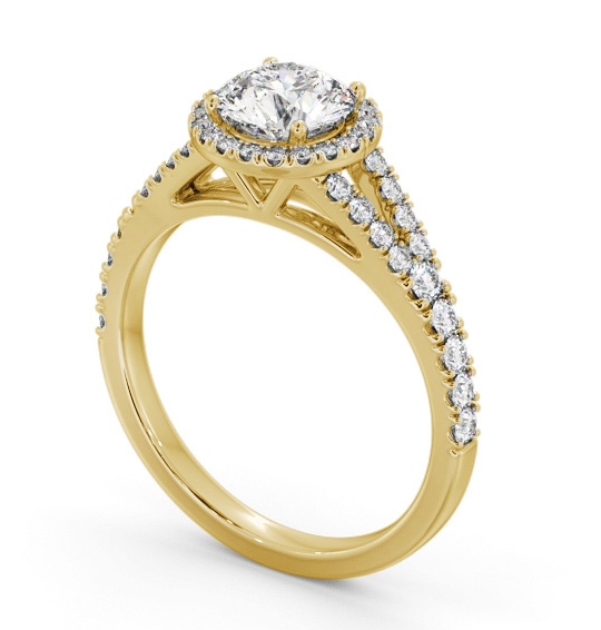 Halo Round Diamond Split Band Engagement Ring 18K Yellow Gold ENRD240_YG_THUMB1