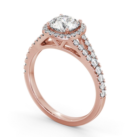 Halo Round Diamond Split Band Engagement Ring 18K Rose Gold ENRD241_RG_THUMB1