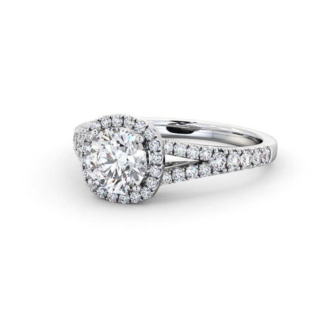 Halo Round Diamond Engagement Ring Platinum - Malone ENRD241_WG_FLAT