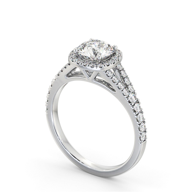 Halo Round Diamond Engagement Ring 18K White Gold - Malone ENRD241_WG_SIDE