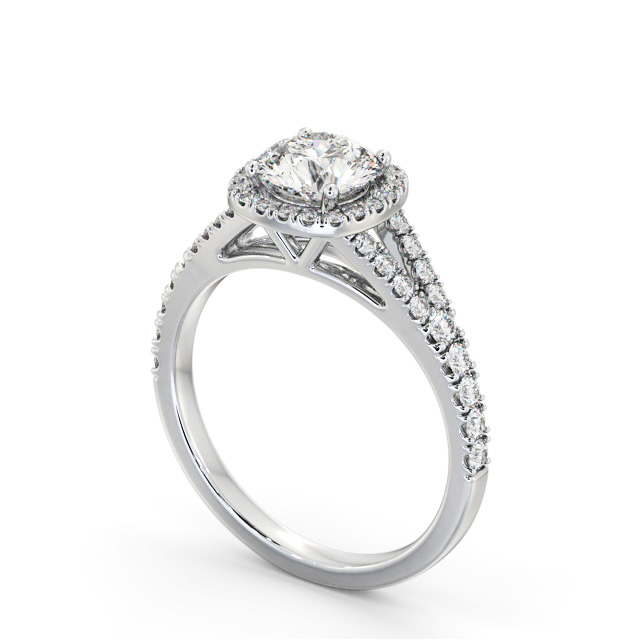 Halo Round Diamond Engagement Ring 9K White Gold - Malone ENRD241_WG_SIDE