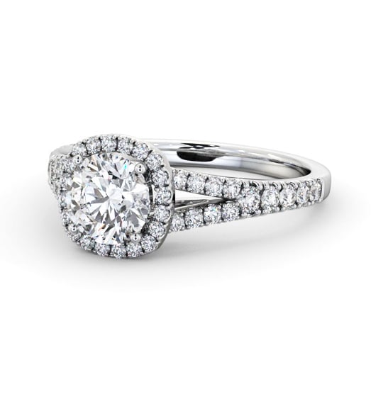  Halo Round Diamond Engagement Ring 18K White Gold - Malone ENRD241_WG_THUMB2 
