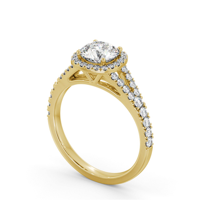 Halo Round Diamond Engagement Ring 18K Yellow Gold - Malone ENRD241_YG_SIDE