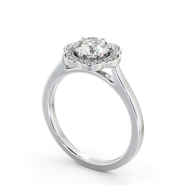 Halo Round Diamond Engagement Ring 18K White Gold - Keresley ENRD242_WG_SIDE