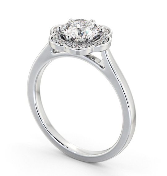 Round Diamond with A Floral Style Halo Engagement Ring 9K White Gold ENRD242_WG_THUMB1