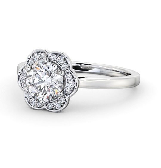  Halo Round Diamond Engagement Ring Palladium - Keresley ENRD242_WG_THUMB2 