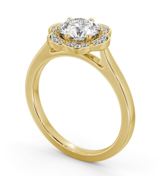 Halo Round Diamond Engagement Ring 18K Yellow Gold - Keresley ENRD242_YG_THUMB1