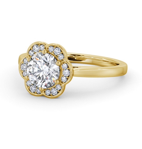  Halo Round Diamond Engagement Ring 18K Yellow Gold - Keresley ENRD242_YG_THUMB2 
