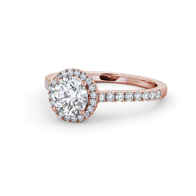 Halo Round Diamond Engagement Ring 9K Rose Gold - Bridget ENRD243_RG_FLAT