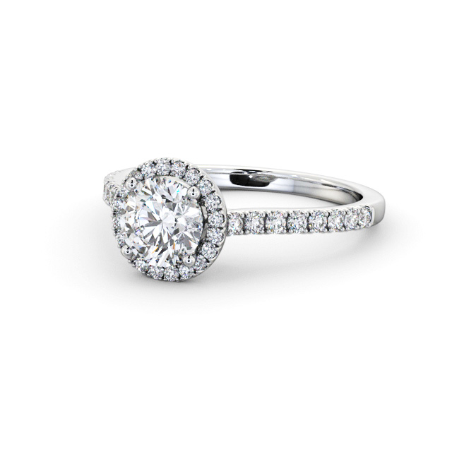 Halo Round Diamond Engagement Ring Platinum - Bridget ENRD243_WG_FLAT