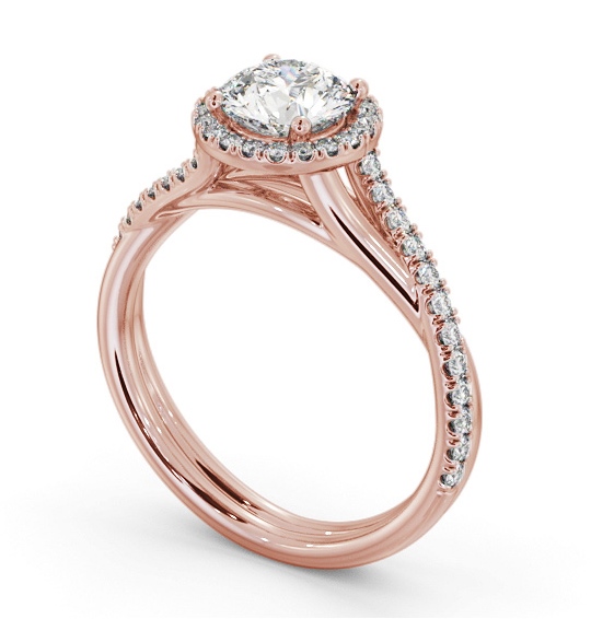 Halo Round Diamond Crossover Band Engagement Ring 18K Rose Gold ENRD244_RG_THUMB1