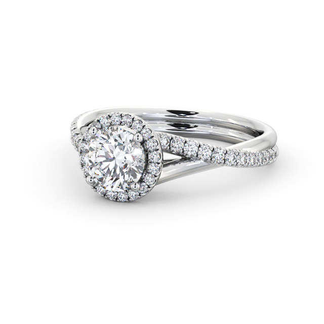 Halo Round Diamond Engagement Ring Platinum - Dakota ENRD244_WG_FLAT