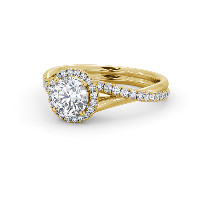 Halo Round Diamond Engagement Ring 18K Yellow Gold - Dakota ENRD244_YG_FLAT