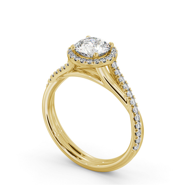 Halo Round Diamond Engagement Ring 18K Yellow Gold - Dakota ENRD244_YG_SIDE