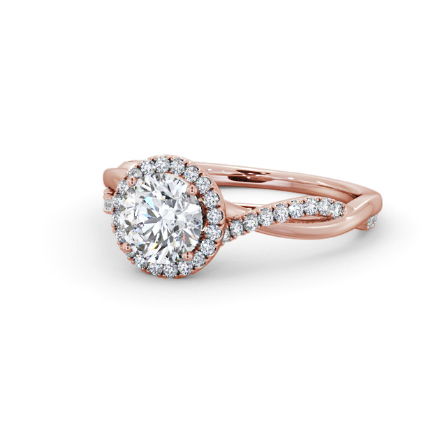 Halo Round Diamond Engagement Ring 9K Rose Gold - Sullivan ENRD245_RG_FLAT