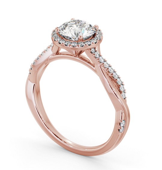 Halo Round Diamond Crossover Band Engagement Ring 9K Rose Gold ENRD245_RG_THUMB1