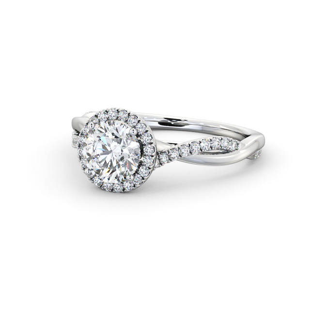 Halo Round Diamond Engagement Ring Platinum - Sullivan ENRD245_WG_FLAT
