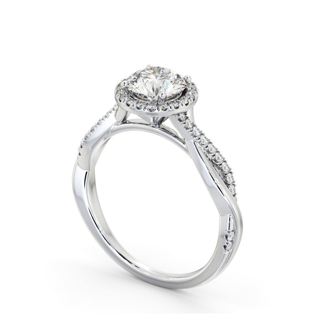 Halo Round Diamond Engagement Ring Platinum - Sullivan ENRD245_WG_SIDE