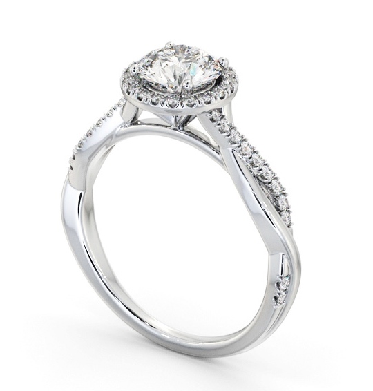 Halo Round Diamond Crossover Band Engagement Ring Palladium ENRD245_WG_THUMB1 