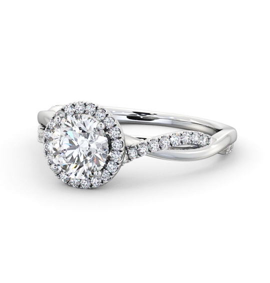 Halo Round Diamond Engagement Ring 18K White Gold - Sullivan ENRD245_WG_THUMB2 