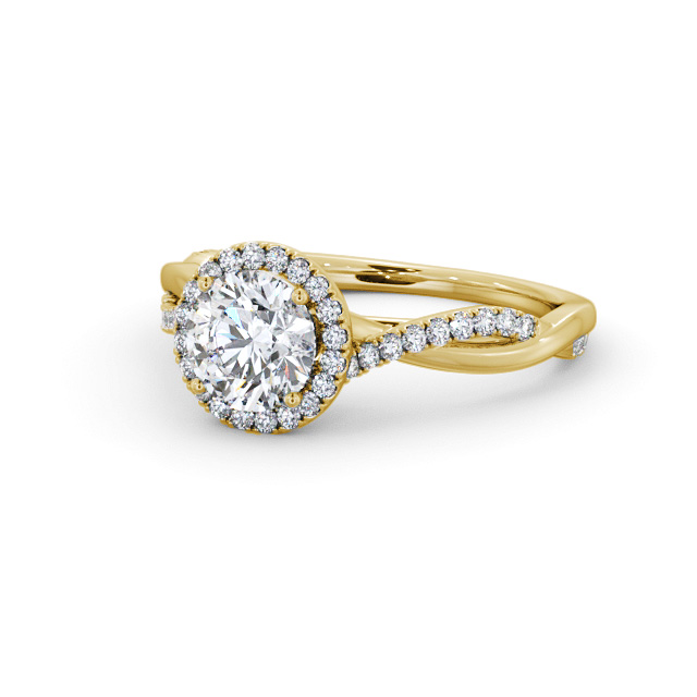 Halo Round Diamond Engagement Ring 18K Yellow Gold - Sullivan ENRD245_YG_FLAT