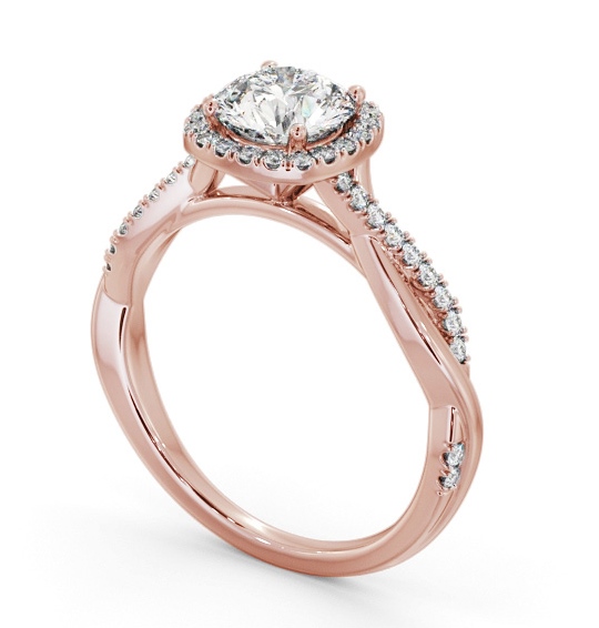 Halo Round Diamond Crossover Band Engagement Ring 18K Rose Gold ENRD246_RG_THUMB1 