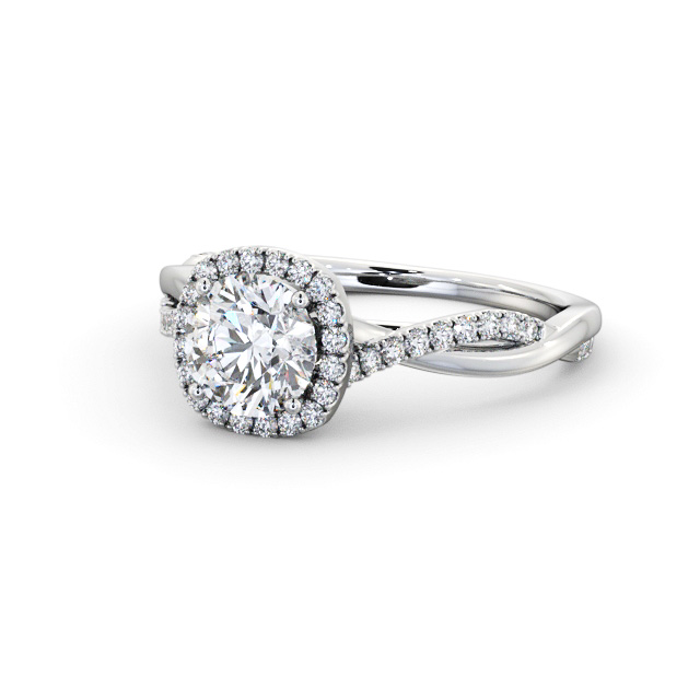 Halo Round Diamond Engagement Ring Platinum - Evelyn ENRD246_WG_FLAT