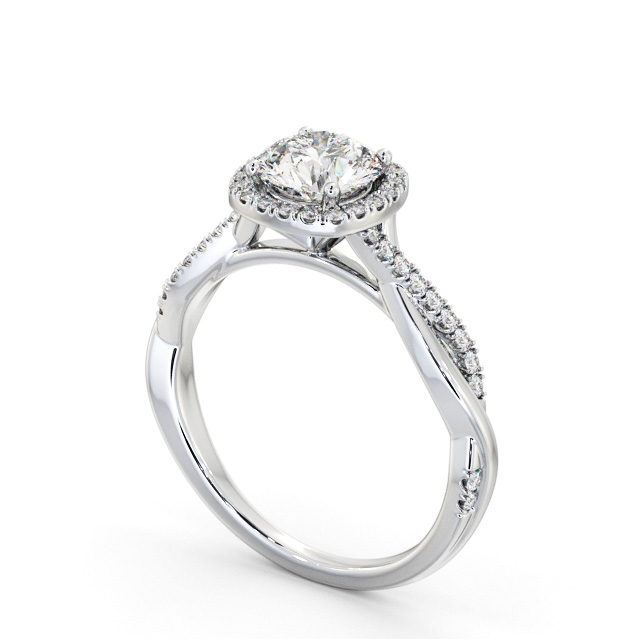 Halo Round Diamond Engagement Ring Platinum - Evelyn ENRD246_WG_SIDE