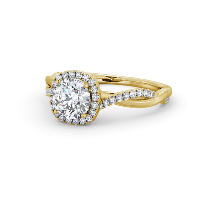 Halo Round Diamond Engagement Ring 18K Yellow Gold - Evelyn ENRD246_YG_FLAT