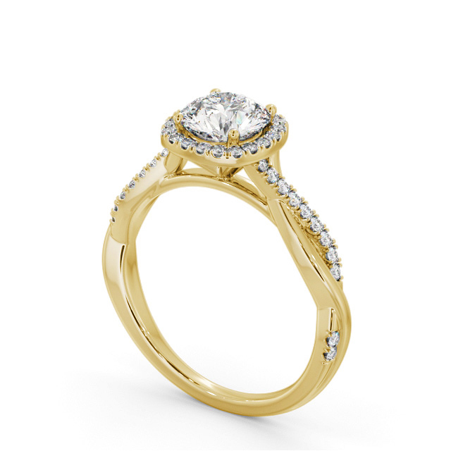 Halo Round Diamond Engagement Ring 18K Yellow Gold - Evelyn ENRD246_YG_SIDE