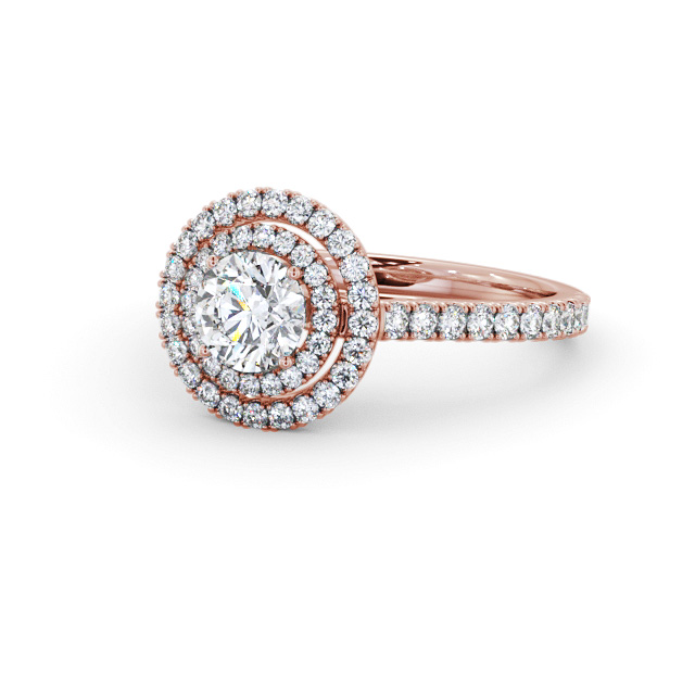 Halo Round Diamond Engagement Ring 9K Rose Gold - Dilara ENRD247_RG_FLAT